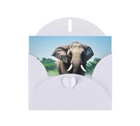 WHJSSF Carte de vœux blanche imprimée éléphant asiatique dans l'eau, parfaite pour la Saint-Valentin, un anniversaire de mariage et des invitations de fête