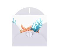 WHJSSF Carte de vœux blanche imprimée étoile de mer dans le corail parfaite pour la Saint-Valentin, anniversaire de mariage et invitations de fête