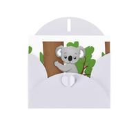 WHJSSF Carte de vœux blanche Koala câlinant un arbre - Parfaite pour la Saint-Valentin, un anniversaire de mariage et des invitations de fête