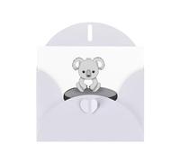 WHJSSF Carte de vœux blanche Koala sur le coussin de siège imprimée parfaite pour la Saint-Valentin, un anniversaire de mariage et des invitations de fête