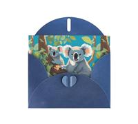 WHJSSF Carte de vœux bleue avec deux koalas heureux imprimée, parfaite pour la Saint-Valentin, un anniversaire de mariage et des invitations de fête