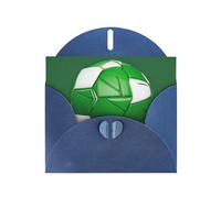 WHJSSF Carte de vœux bleue avec impression verte de football - 10,2 x 15,2 cm - Pour Noël, anniversaire d'enfant, Saint-Valentin, anniversaire de mariage et invitations de fête