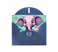 WHJSSF Carte de vœux bleue avec imprimé éléphant et cochon 10,2 x 15,2 cm pour Noël, anniversaire d'enfant, Saint-Valentin, anniversaire de mariage et invitations de fête