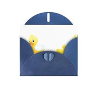 WHJSSF Carte de vœux bleue avec imprimé pauvre petit canard jaune, parfaite pour la Saint-Valentin, un anniversaire de mariage et des invitations de fête
