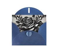 WHJSSF Carte de vœux bleue avec imprimé rose gothique, parfaite pour la Saint-Valentin, un anniversaire de mariage et des invitations de fête