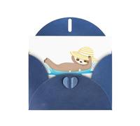 WHJSSF Carte de vœux bleue avec inscription « Happy water sloth on vacation » - Parfaite pour la Saint-Valentin, un anniversaire de mariage et des invitations de fête