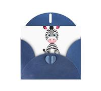 WHJSSF Carte de vœux bleue avec jolie poupée zèbre imprimée, parfaite pour la Saint-Valentin, un anniversaire de mariage et des invitations de fête