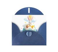 WHJSSF Carte de vœux bleue avec motif œuf de Pâques paradis sur les nuages, parfaite pour la Saint-Valentin, un anniversaire de mariage et des invitations de fête