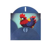 WHJSSF Carte de vœux bleue créative avec imprimé de poulet de dessin animé 10,2 x 15,2 cm pour Noël, anniversaire d'enfant, Saint-Valentin, anniversaire de mariage et invitations de fête