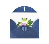 WHJSSF Carte de vœux bleue grenouille sous la gloire du matin imprimée parfaite pour la Saint-Valentin, un anniversaire de mariage et des invitations de fête