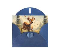WHJSSF Carte de vœux bleue imprimée « A deer chasing a bee » - Parfaite pour la Saint-Valentin, un anniversaire de mariage et des invitations de fête