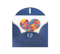 WHJSSF Carte de vœux bleue imprimée avec fragments d'amour colorés, parfaite pour la Saint-Valentin, un anniversaire de mariage et des invitations de fête