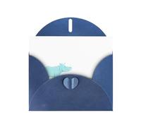 WHJSSF Carte de vœux bleue imprimée rhinocéros et crocodile, parfaite pour la Saint-Valentin, un anniversaire de mariage et des invitations de fête