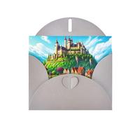 WHJSSF Carte de vœux grise avec impression de ville de conte de fées 10,2 x 15,2 cm pour Noël, anniversaire d'enfant, Saint-Valentin, anniversaire de mariage et invitations de fête