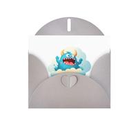 WHJSSF Carte de vœux grise avec imprimé petit monstre sur le nuage blanc Parfait pour la Saint-Valentin, un anniversaire de mariage et des invitations de fête