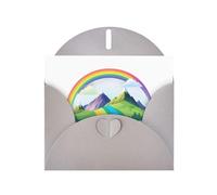 WHJSSF Carte de vœux grise imprimée arc-en-ciel derrière la montagne, parfaite pour la Saint-Valentin, un anniversaire de mariage et des invitations de fête