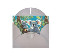 WHJSSF Carte de vœux grise imprimée avec deux koalas heureux, parfaite pour la Saint-Valentin, un anniversaire de mariage et des invitations de fête