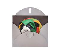 WHJSSF Carte de vœux grise imprimée cochon d'Inde, parfaite pour la Saint-Valentin, un anniversaire de mariage et des invitations de fête