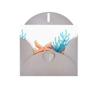 WHJSSF Carte de vœux grise imprimée étoile de mer dans le corail parfaite pour la Saint-Valentin, anniversaire de mariage et invitations de fête