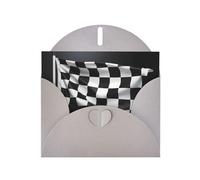 WHJSSF Carte de vœux grise noire et blanche avec drapeau à carreaux imprimé parfaite pour la Saint-Valentin, un anniversaire de mariage et des invitations de fête