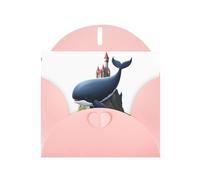 WHJSSF Carte de vœux imprimée Baleine dans le château, parfaite pour la Saint-Valentin, un anniversaire de mariage et des invitations de fête Rose