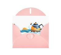 WHJSSF Carte de vœux imprimée « Kettle in the waves » - Idéale pour la Saint-Valentin, un anniversaire de mariage et des invitations de fête - Rose