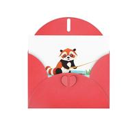 WHJSSF Carte de vœux imprimée panda rouge pêche gros poisson Parfait pour la Saint-Valentin, anniversaire de mariage et invitations de fête