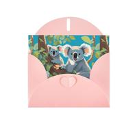 WHJSSF Carte de vœux rose avec deux koalas heureux imprimée, parfaite pour la Saint-Valentin, un anniversaire de mariage et des invitations de fête