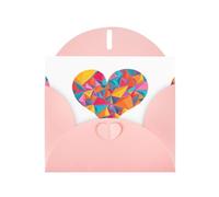 WHJSSF Carte de vœux rose avec fragments d'amour colorés, parfaite pour la Saint-Valentin, un anniversaire de mariage et des invitations de fête