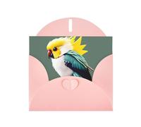 WHJSSF Carte de vœux rose avec imprimé calopsitte mignonne 10,2 x 15,2 cm pour Noël, anniversaire d'enfant, Saint-Valentin, anniversaire de mariage et invitations de fête