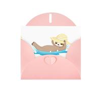 WHJSSF Carte de vœux rose avec inscription « Happy water sloth on vacation » - Parfaite pour la Saint-Valentin, un anniversaire de mariage et des invitations de fête