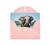 WHJSSF Carte de vœux rose avec motif éléphant asiatique dans l'eau, parfaite pour la Saint-Valentin, un anniversaire de mariage et des invitations de fête