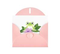 WHJSSF Carte de vœux rose grenouille sous la gloire du matin imprimée parfaite pour la Saint-Valentin, anniversaire de mariage et invitations de fête
