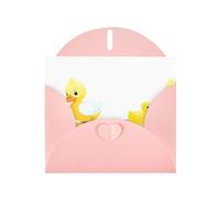 WHJSSF Carte de vœux rose pauvre petit canard jaune imprimée parfaite pour la Saint-Valentin, anniversaire de mariage et invitations de fête
