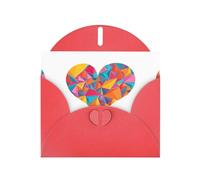 WHJSSF Carte de vœux rouge avec fragments d'amour colorés, parfaite pour la Saint-Valentin, un anniversaire de mariage et des invitations de fête