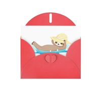 WHJSSF Carte de vœux rouge avec inscription « Happy water sloth on vacation » - Parfaite pour la Saint-Valentin, un anniversaire de mariage et des invitations de fête