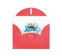 WHJSSF Carte de vœux rouge avec inscription « Little monster on the white cloud » - Parfait pour la Saint-Valentin, un anniversaire de mariage et des invitations de fête