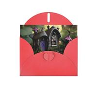WHJSSF Carte de vœux rouge avec motif jardin féérique gothique - Parfait pour la Saint-Valentin, un anniversaire de mariage et des invitations de fête