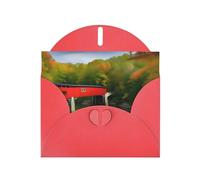 WHJSSF Carte de vœux rouge avec pont couvert d'Albany imprimée parfaite pour la Saint-Valentin, un anniversaire de mariage et des invitations de fête