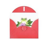 WHJSSF Carte de vœux rouge grenouille sous la gloire du matin imprimée parfaite pour la Saint-Valentin, un anniversaire de mariage et des invitations de fête