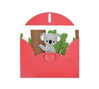WHJSSF Carte de vœux rouge koala câlinant un arbre imprimée parfaite pour la Saint-Valentin, un anniversaire de mariage et des invitations de fête