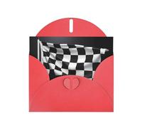 WHJSSF Carte de vœux rouge noire et blanche avec drapeau à carreaux imprimé parfaite pour la Saint-Valentin, un anniversaire de mariage et des invitations de fête