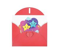 WHJSSF Carte de vœux rouge Petite étoile sur le nuage coloré imprimée, parfaite pour la Saint-Valentin, un anniversaire de mariage et des invitations de fête