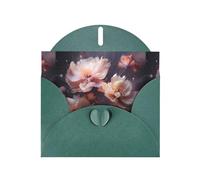 WHJSSF Carte de vœux vert foncé avec fleurs fantastiques imprimées, parfaite pour la Saint-Valentin, un anniversaire de mariage et des invitations de fête
