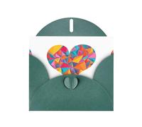 WHJSSF Carte de vœux vert foncé avec fragments d'amour colorés, parfaite pour la Saint-Valentin, un anniversaire de mariage et des invitations de fête