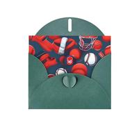WHJSSF Carte de vœux vert foncé avec impression de baseball, basket-ball, football, hockey - 10,2 x 15,2 cm - Pour Noël, anniversaire d'enfant, Saint-Valentin, anniversaire de mariage et invitations
