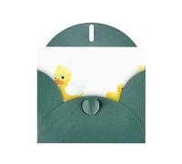 WHJSSF Carte de vœux vert foncé avec imprimé pauvre petit canard jaune, parfaite pour la Saint-Valentin, un anniversaire de mariage et des invitations de fête