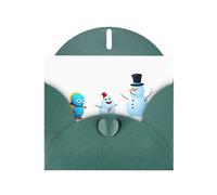 WHJSSF Carte de vœux vert foncé avec inscription « Little monster next to the snowman » imprimée parfaite pour la Saint-Valentin, un anniversaire de mariage et des invitations de fête