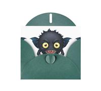 WHJSSF Carte de vœux vert foncé imprimée monstre noir parfaite pour la Saint-Valentin, anniversaire de mariage et invitations de fête