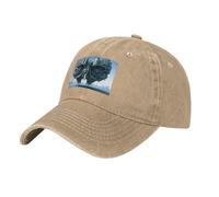 WHJSSF Casquette de baseball classique en denim délavé noir avec motif hibou de montagne réglable pour homme et femme, naturel, Taille unique